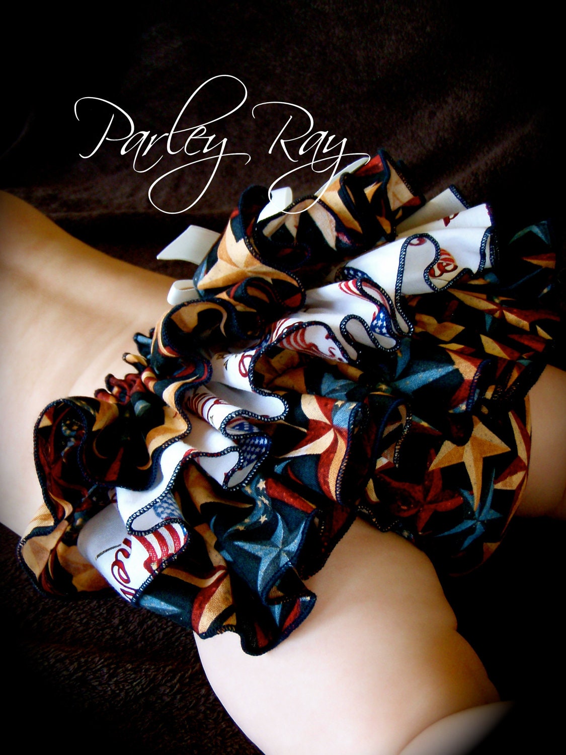 Parley Ray America the Beautiful Patriotic Independence Day 4th of July Flag Ruffled Diaper Cover/ Baby Bloomers/ Photo Prop