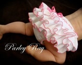 Beautiful Parley Ray Boutique White Ruffled Baby Bloomers / Diaper Cover / Photo Prop