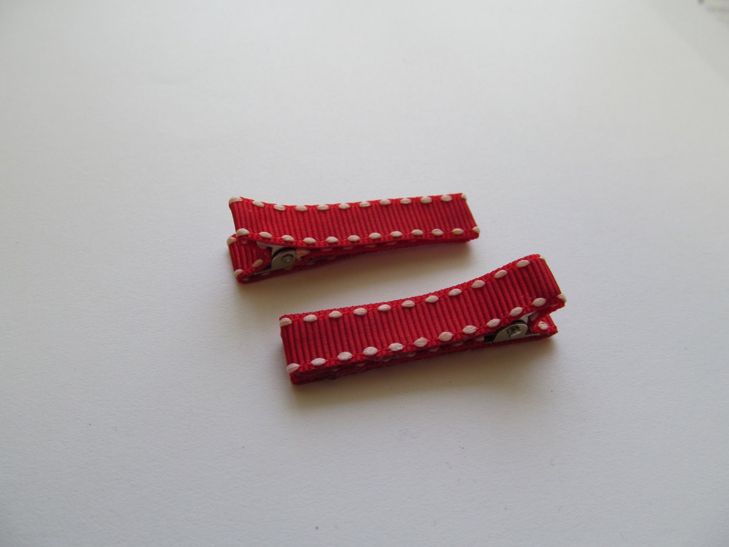 Pair of Simple Red Hair Barrettes