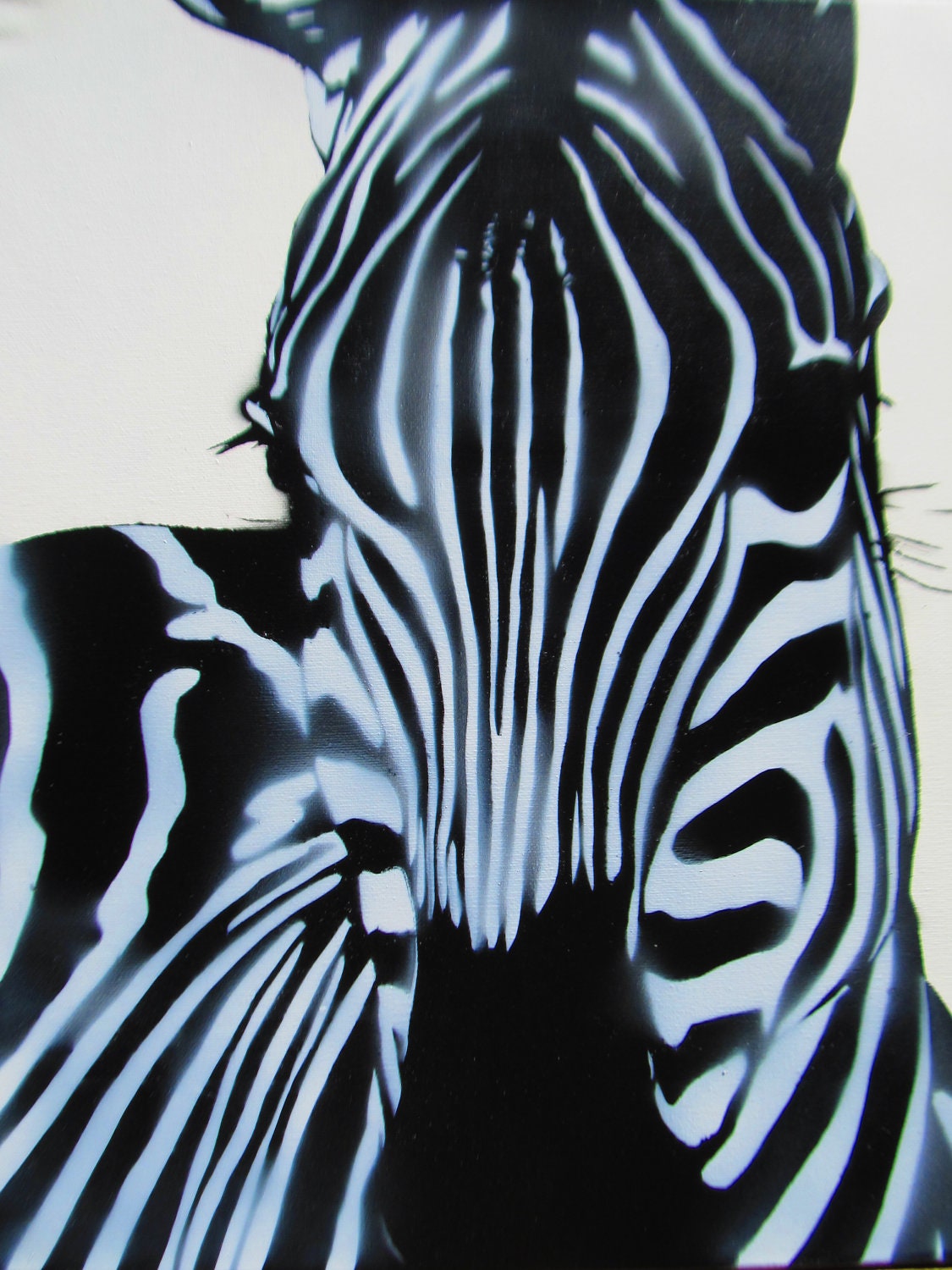 Spray Paint stencil graffiti art - Black and White Zebra