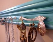 jewelry holder jewelry organizer with shabby chic hardware on metallic teal finished wood moulding 30 inches