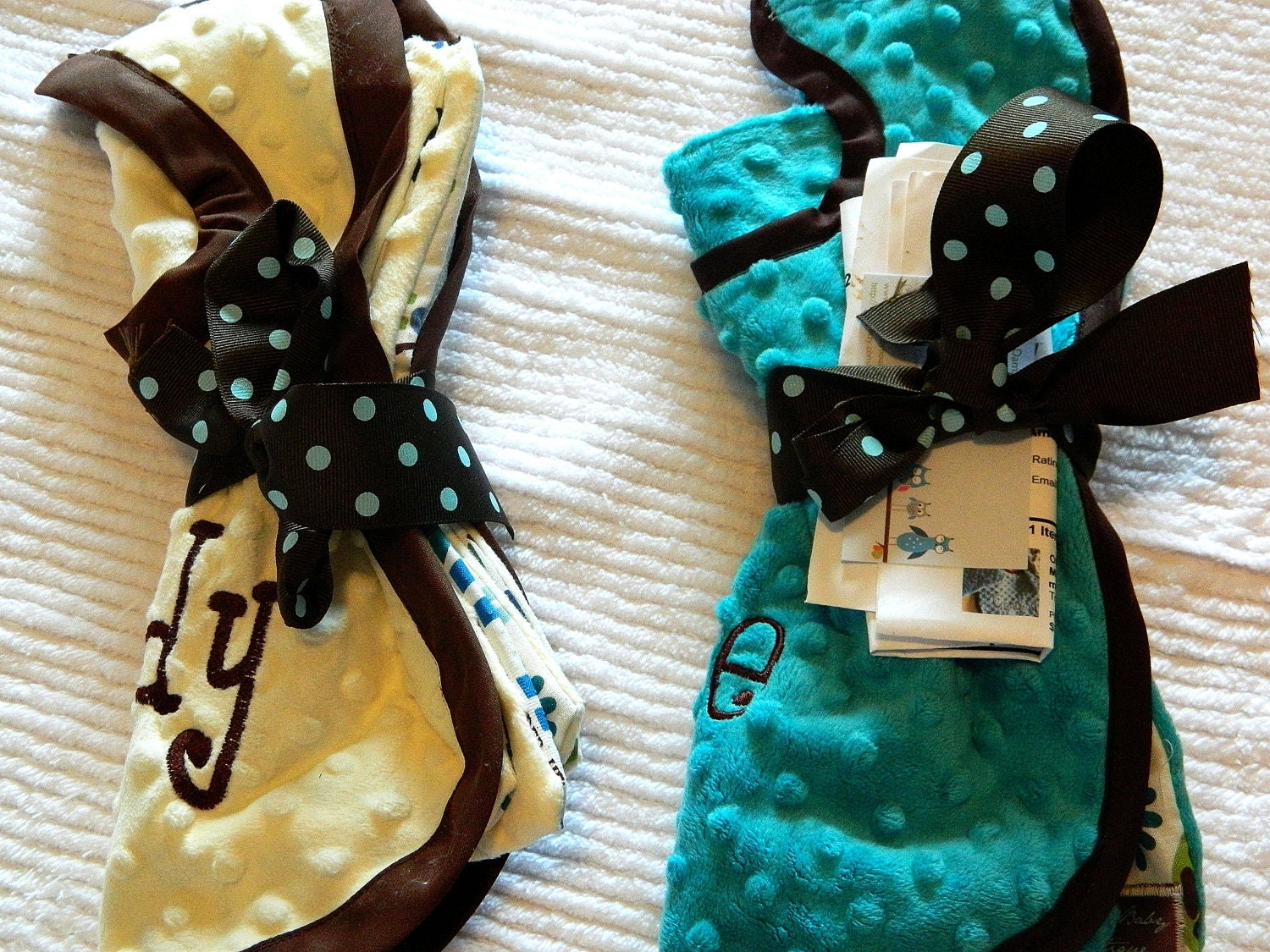 SALE Personalized Design Your Own Reversible Minky Bib and 2 Burp Cloths Gift Set (Fits 0-18 months)
