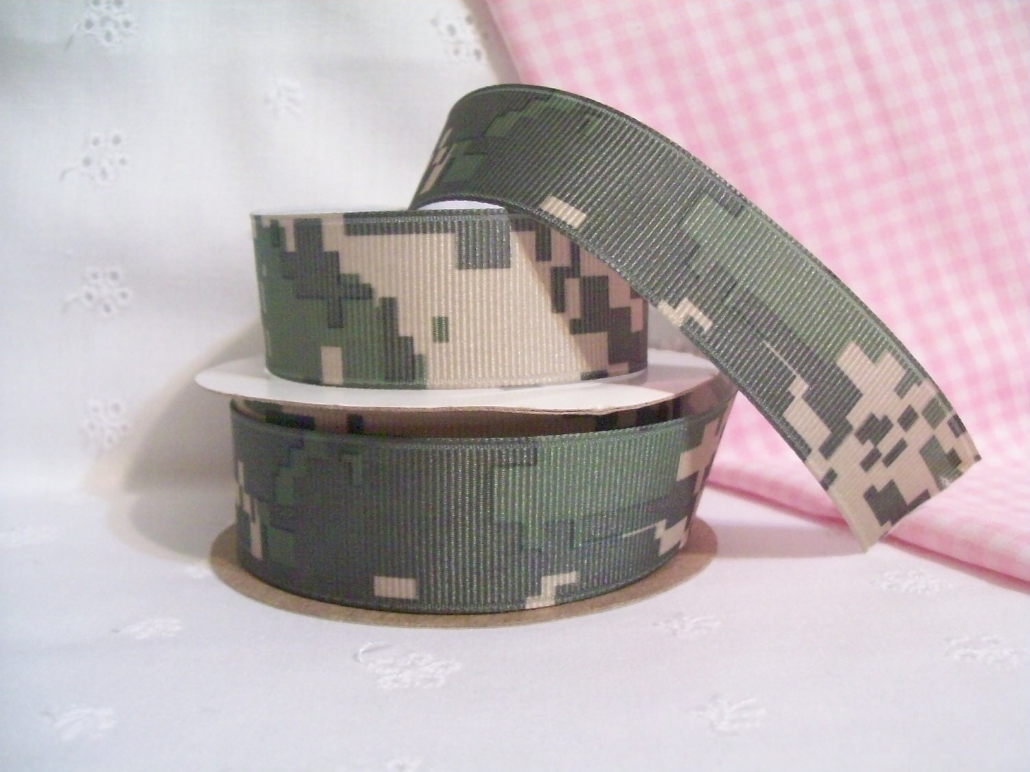 Grosgrain Ribbon 7/8" Camouflage Digital Green 1 Yard