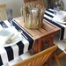 Beach wedding & bridal shower table runner-black and white stripes-table settings-cotton-2.5" wide stripes