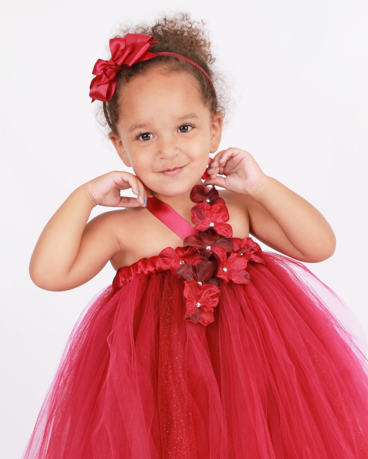 Flower Girl Tutu Dress - Burgundy - Regal Ruby- 12 Month to 2 Toddler Girl Il_570xn