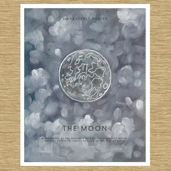 Luna the Earth's Moon - Heavenly Bodies Series 11" x 14"
