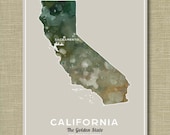 California State - Illustrated States of America 11 x 14