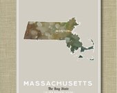 Massachusetts State - Illustrated States of America 11 x 14