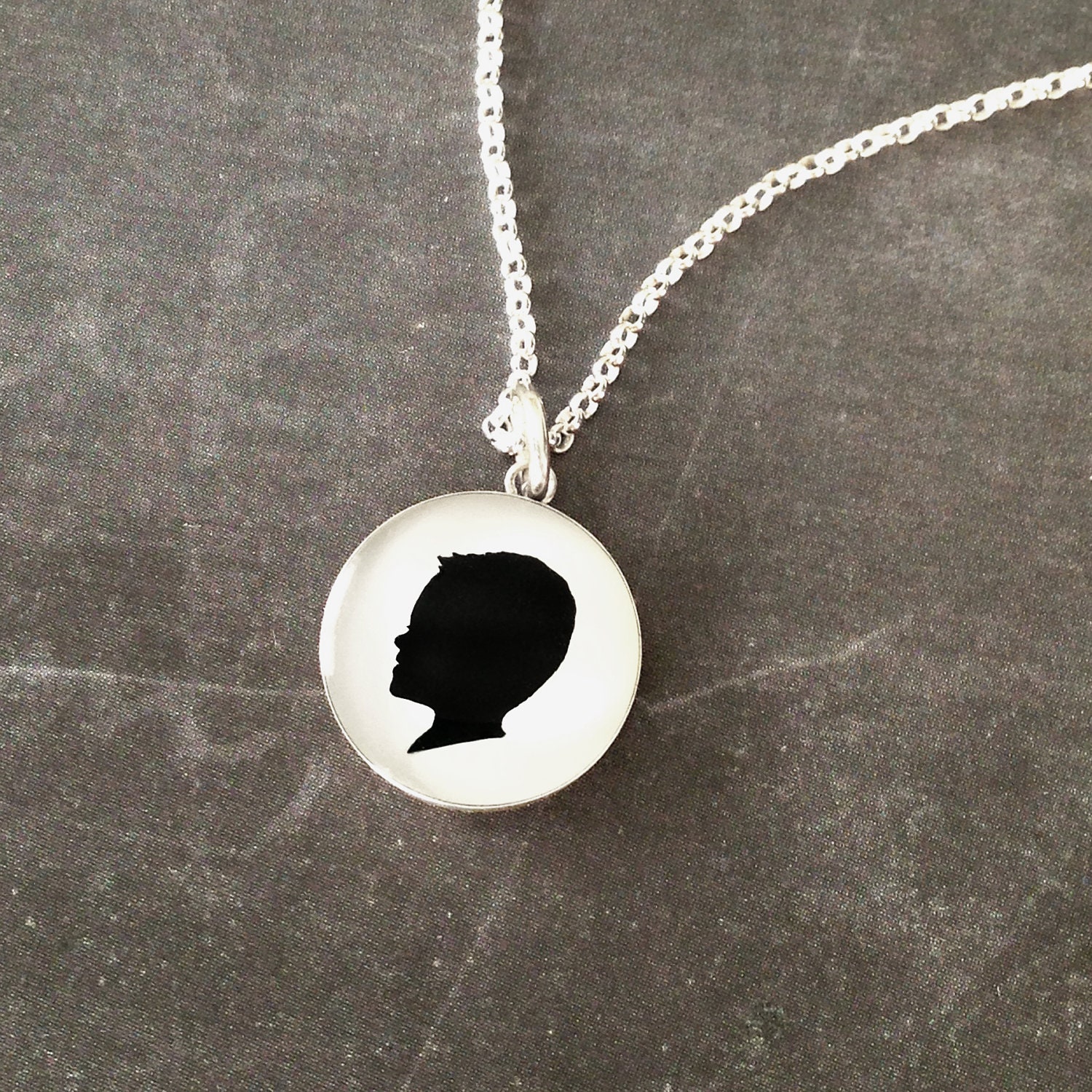1 Medium Sterling Custom Child or Pet Silhouette Necklace for Mother or Grandmother