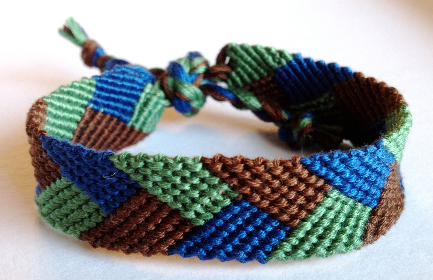 Navy, Evergreen, & Brown "Braided" Friendship Bracelet