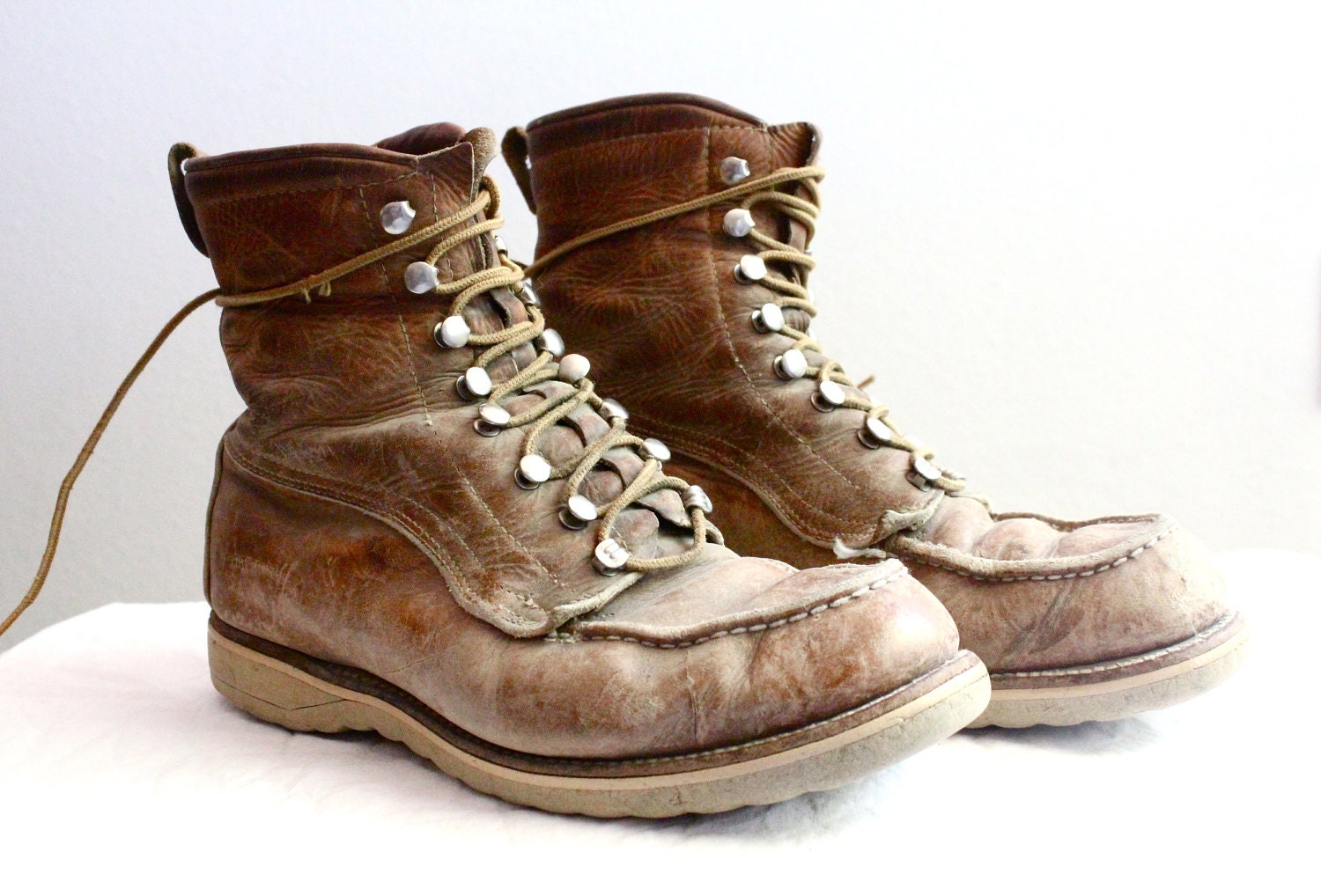 Vintage Mens Rustic Leather Work Boots