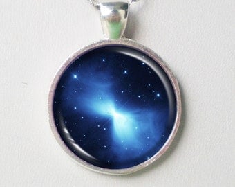 Boomerang Nebula Necklace- Bow Tie Nebula- Blue- Galaxy Series