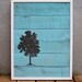Reclaimed Wood Brown and Turquoise Tree Painting