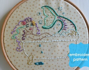 Mermaids embroidery pattern set