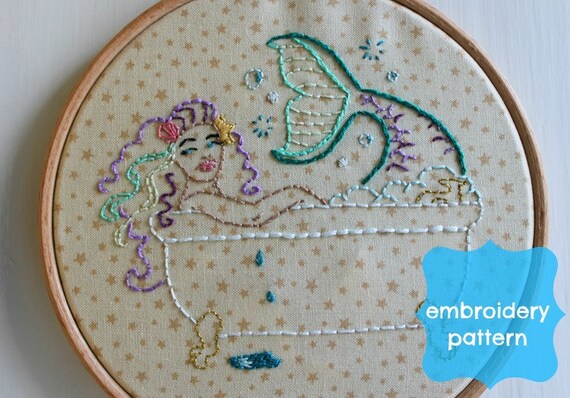 Mermaids embroidery pattern set
