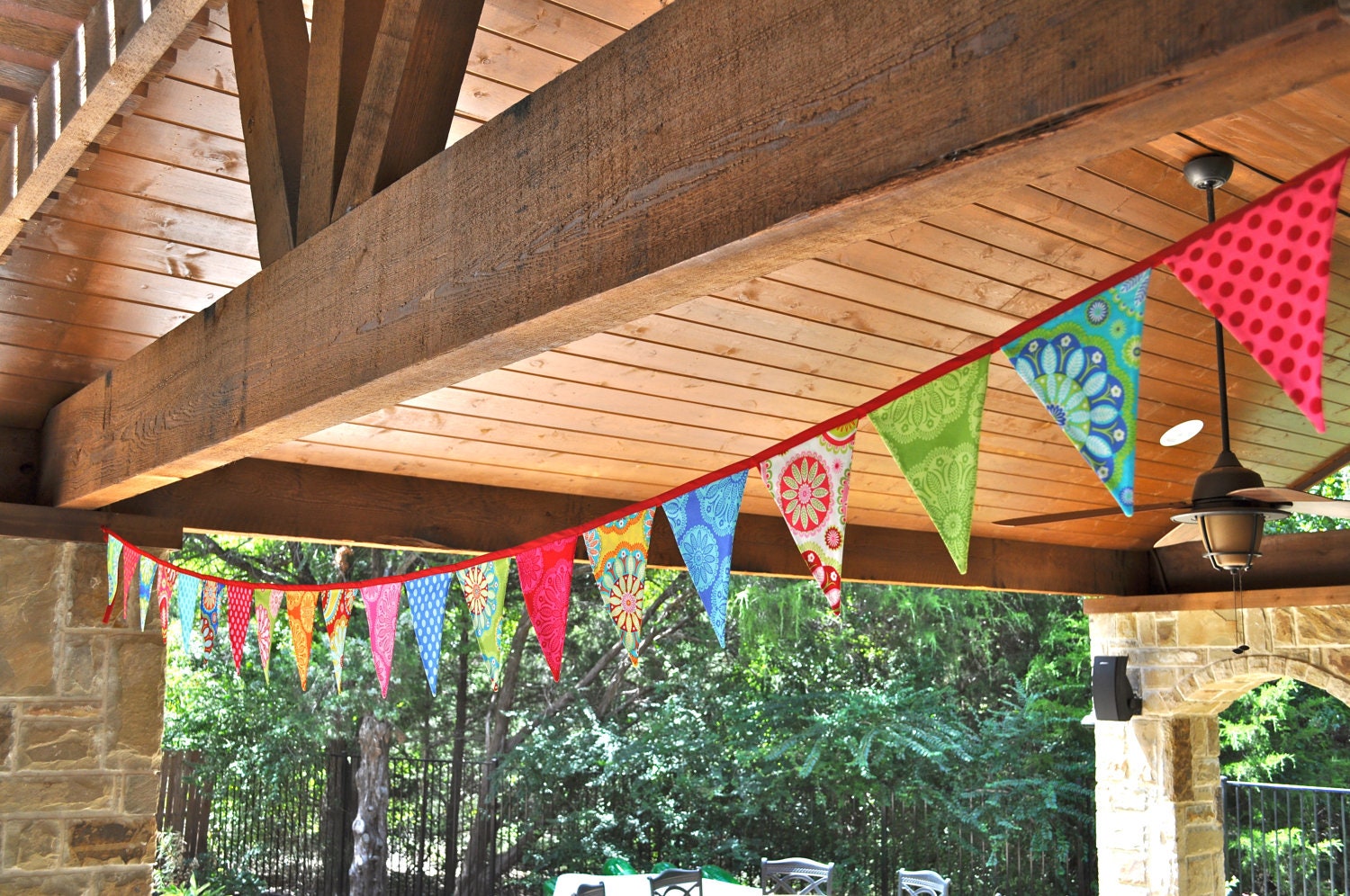 XL Gypsy Bandana fabric pennant banner bunting, Birthday party decoration, dorm decor, photo prop