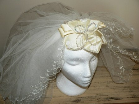 SALE 15 Percent Off .. IVORY WEDDING Veil  Headpiece lovely layers of toille ... vintage wedding