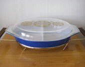Promotional Blue and Gold Pyrex With Cradle