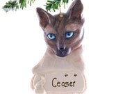 Personalized Siamese Cat Christmas Ornament - Siamese cat ornament handmade and painted in the USA (c5)