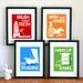 Childrens Bathroom Art Prints, Wash Your Hands, Brush Your Teeth, Wash behind your ears, set of 4 -custom colors- word art 8x10