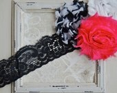 SALE - 5 Yards BLACK Stretch Lace - 1 1/8"