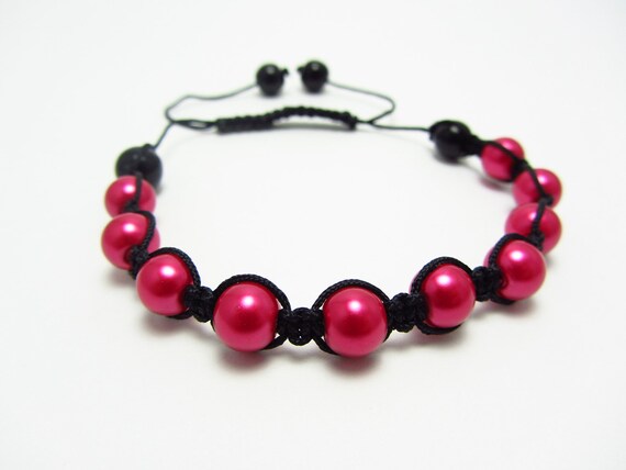 Hot Pink Shamballa Bracelet - Macrame