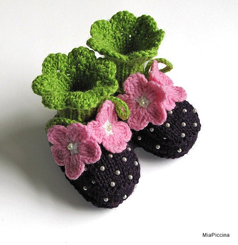 Baby booties "Blueberry " / size 0-3M