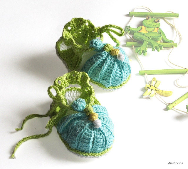 Baby summer sandals, crochet, size 0-3M