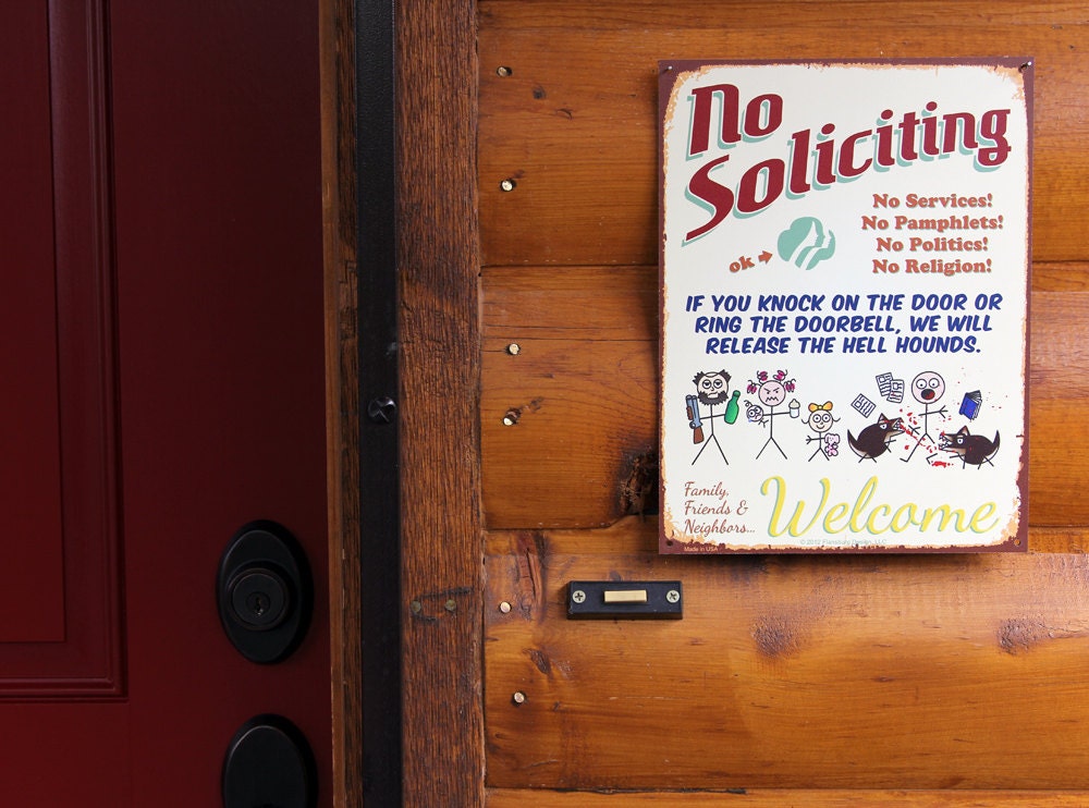 ORIGINAL STICK FIGURE, Clever No Soliciting Sign, New