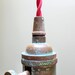 Industrial BRASS PATINA Cage Light - Edison Pendant Light Fixture, 12' Red Twisted Cord, Plug-in