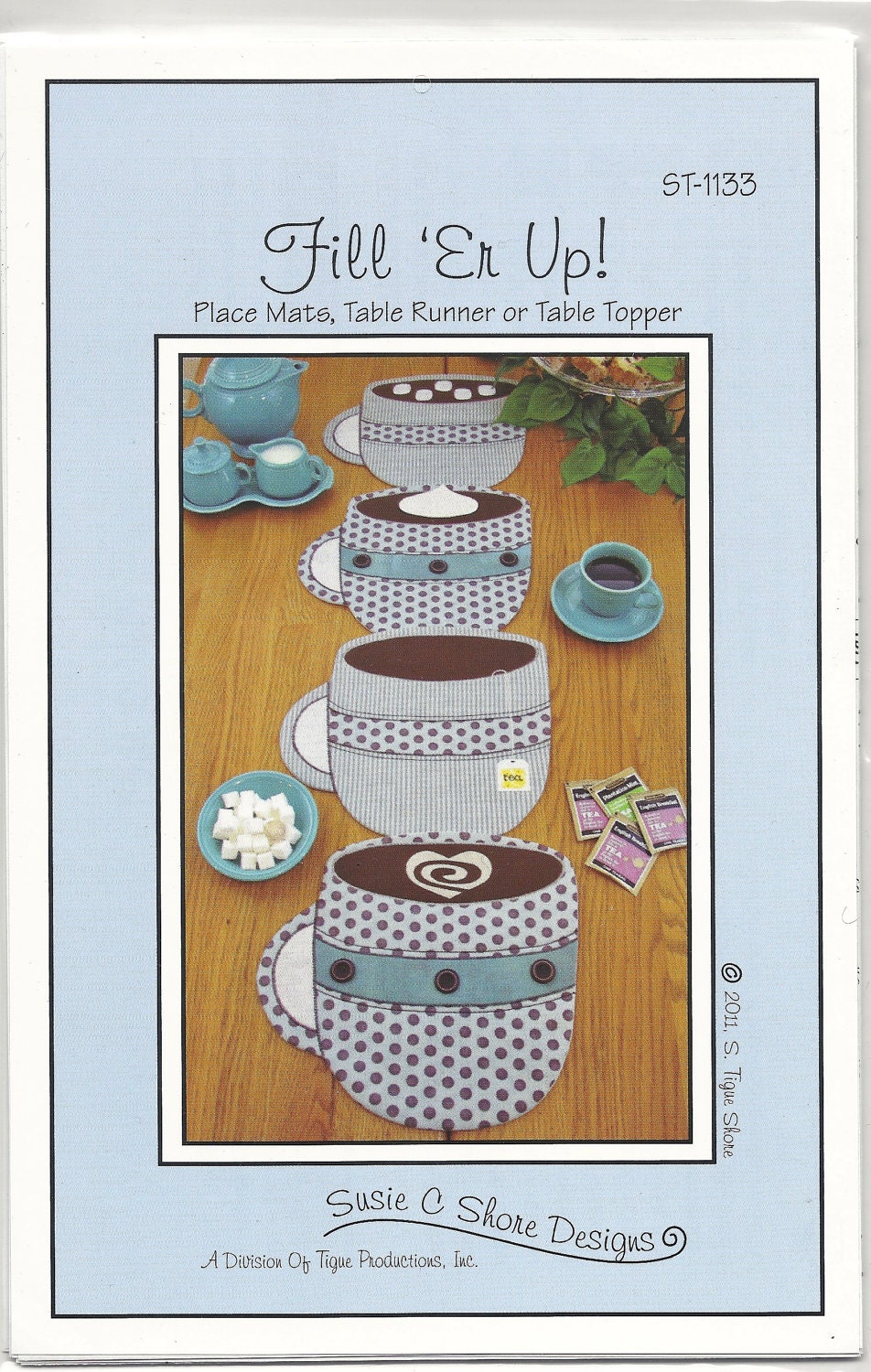 Susie C Shore Designs - Fill 'Er Up Place Mat, Table Runner or Table Topper Pattern