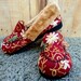 Handmade Embroidered Floral Plush Lined Womens Slippers Gift