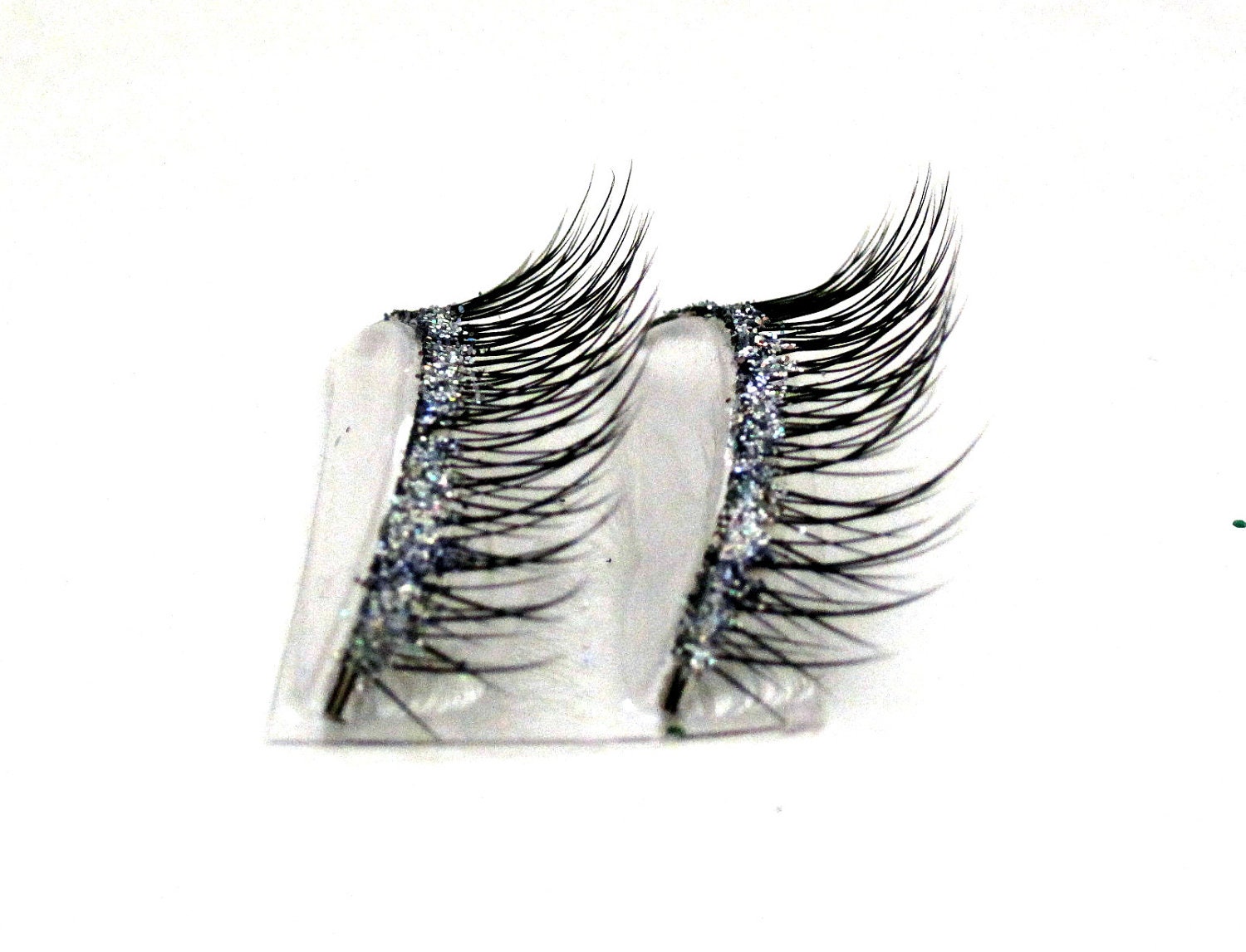 Natural Silver & Black Glitter Faux Eye Lashes