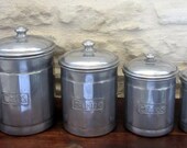 RESERVED FOR MELISSA, French Vintage Art Deco, Aluminium Kitchen Storage Canisters (Postage Included)