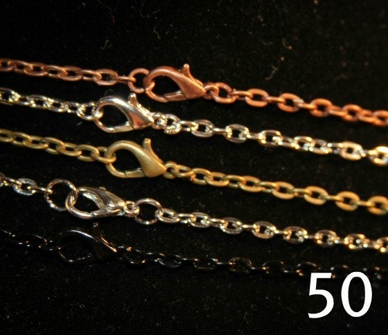 50 - Wholesale Necklaces- 24 inch Rolo Chain Multi Colors  (3 mm wide) GREAT Quality- For Jewelry Making
