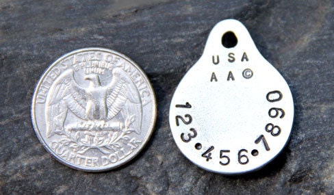 Dog Tag - Small Pet Tag - Pet ID - Personalized Tiny Tag With Paw Print Stamp