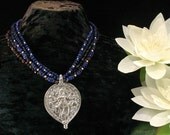 Lapis Strand Necklace - Ethnic Jewelry - Multi Strand - Tribal - Beadwork -  Pendant Necklace - Indian - Statement - Ancient Jewelry