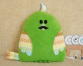 Green Hipster Nerd Bird Stuffed Animal Room Decor