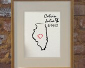 ILLINOIS WEDDING GIFT - 8x10 - personalized print with custom date and names
