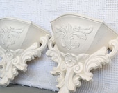 Ornate Wall Pockets set of 2 You Choose CUSTOM COLOR- Upcycled Traditional or Mid Century Modern Shabby Chic Wall Decor