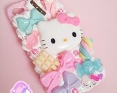 CUSTOM MADE - Kitty & Bow decoden case for iPhone 4/5, Samsung, HTC, Android, iPod, Nintendo