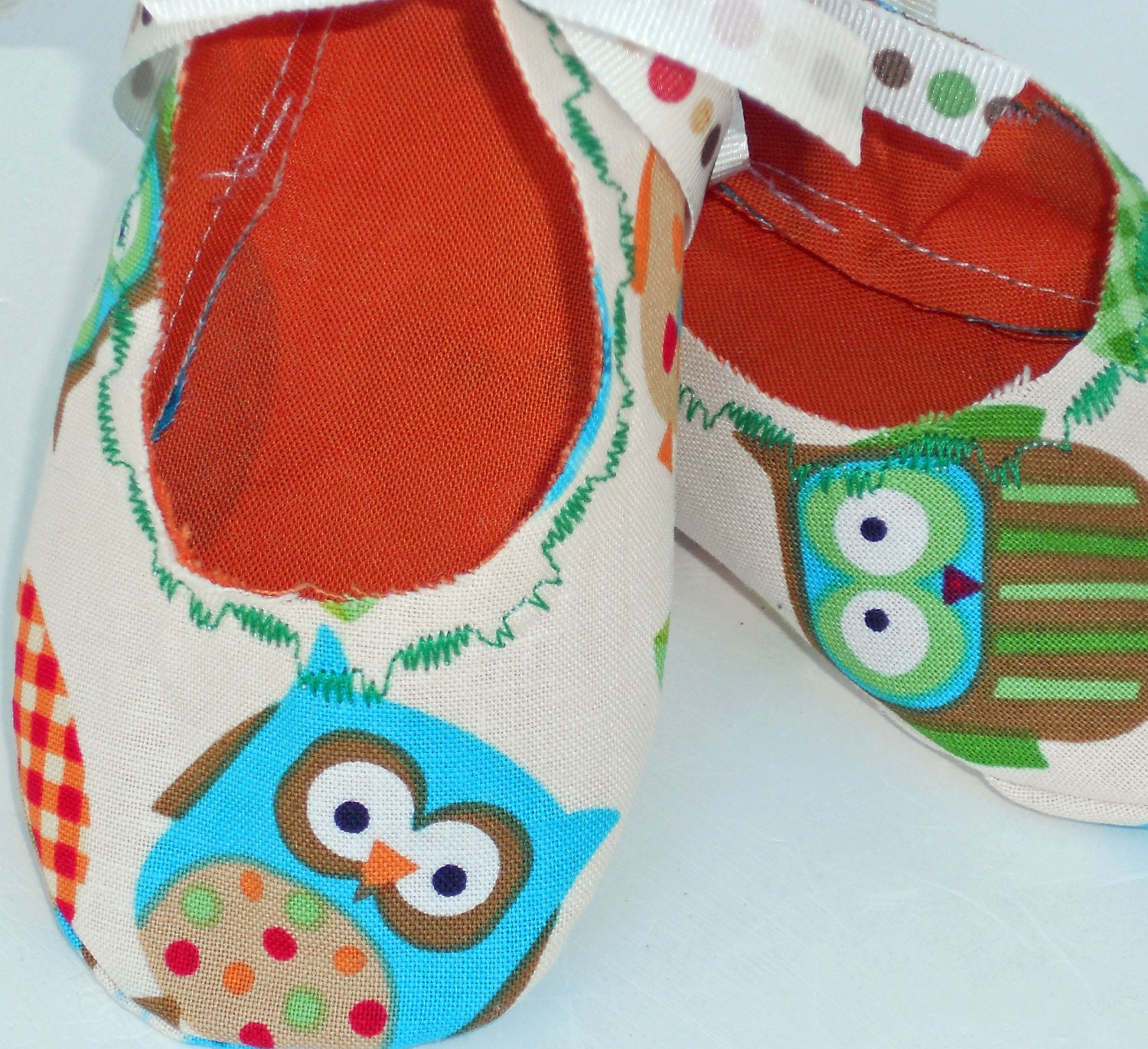 Soft soled baby shoes, slippers, booties with owls