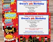 Boys Birthday Invitation superhero inspired theme digital, printable file Il_170x135
