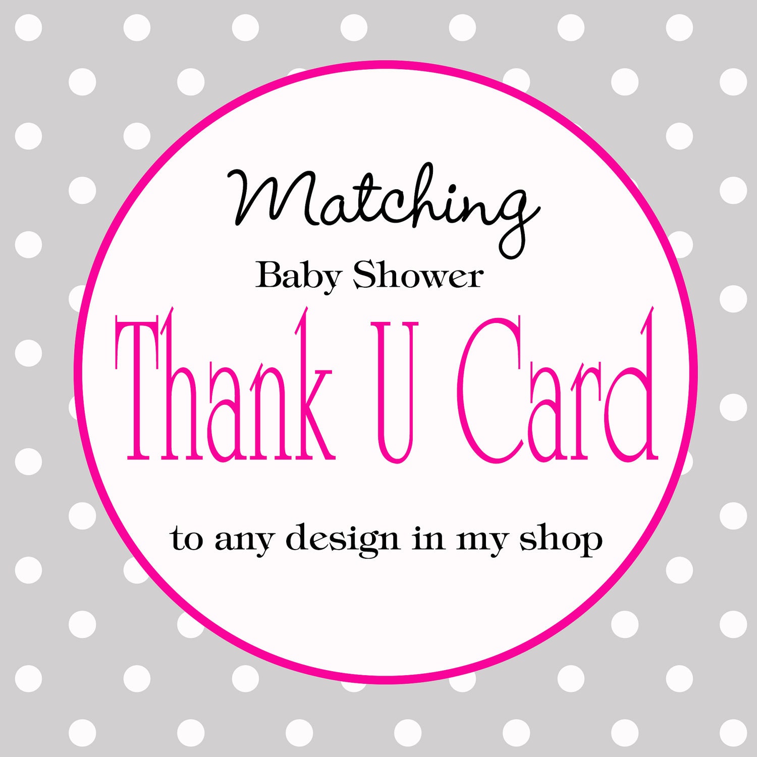 Thank You Card Baby Shower, Birthday or Bridal Shower - DIY, digital, printable file Il_570xn