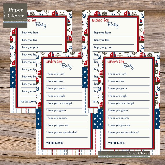 Baby Well Wishes for baby shower Nautical - INSTANT DOWNLOAD, printable Il_570xn