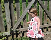 Brenna's Little Lady Party Dress. Lace-up back, gorgeous cream floral print with ruffle 12 months-girls 8. See pricing chart in description