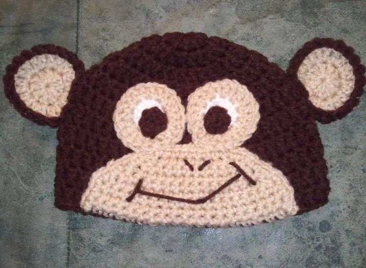 Monkey Hat - Add Bow or Flower FREE - Crochet Newborn Baby Beanie Boy Girl Costume Winter Christmas Thanksgiving Photo Prop Cap Outfit