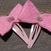 Set of two embroidery felt bow barrettes Pink color