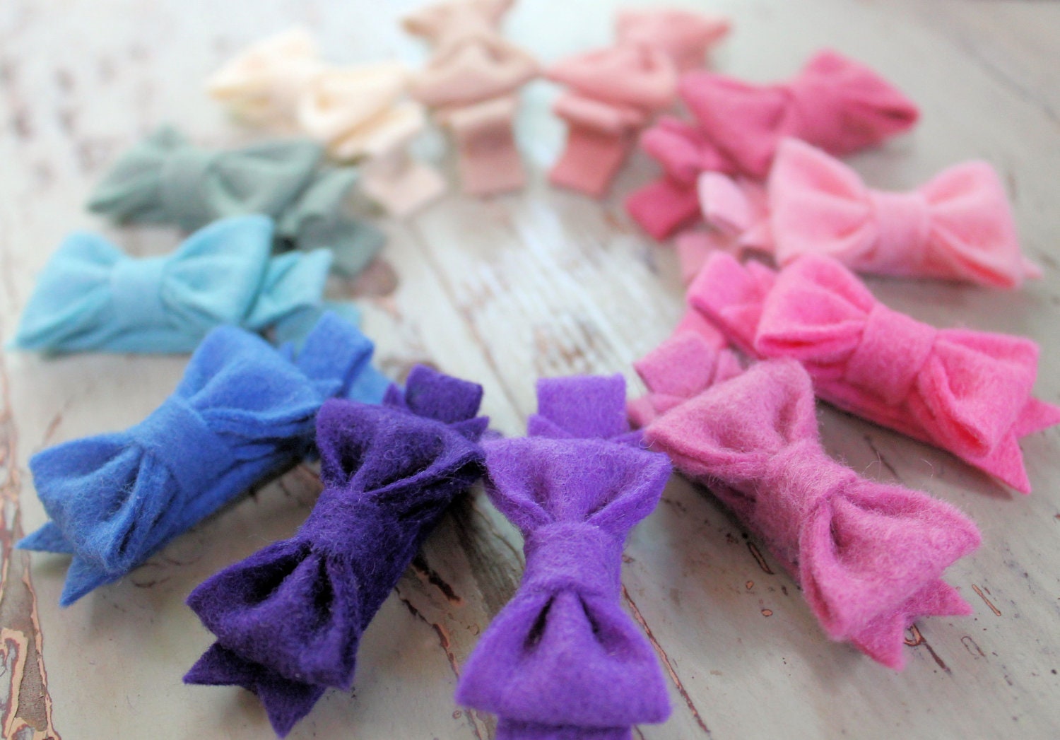 Tiny Felt Bow Clips - Pick 3 Colors - Wool Felt Bows - Baby Hair Clips