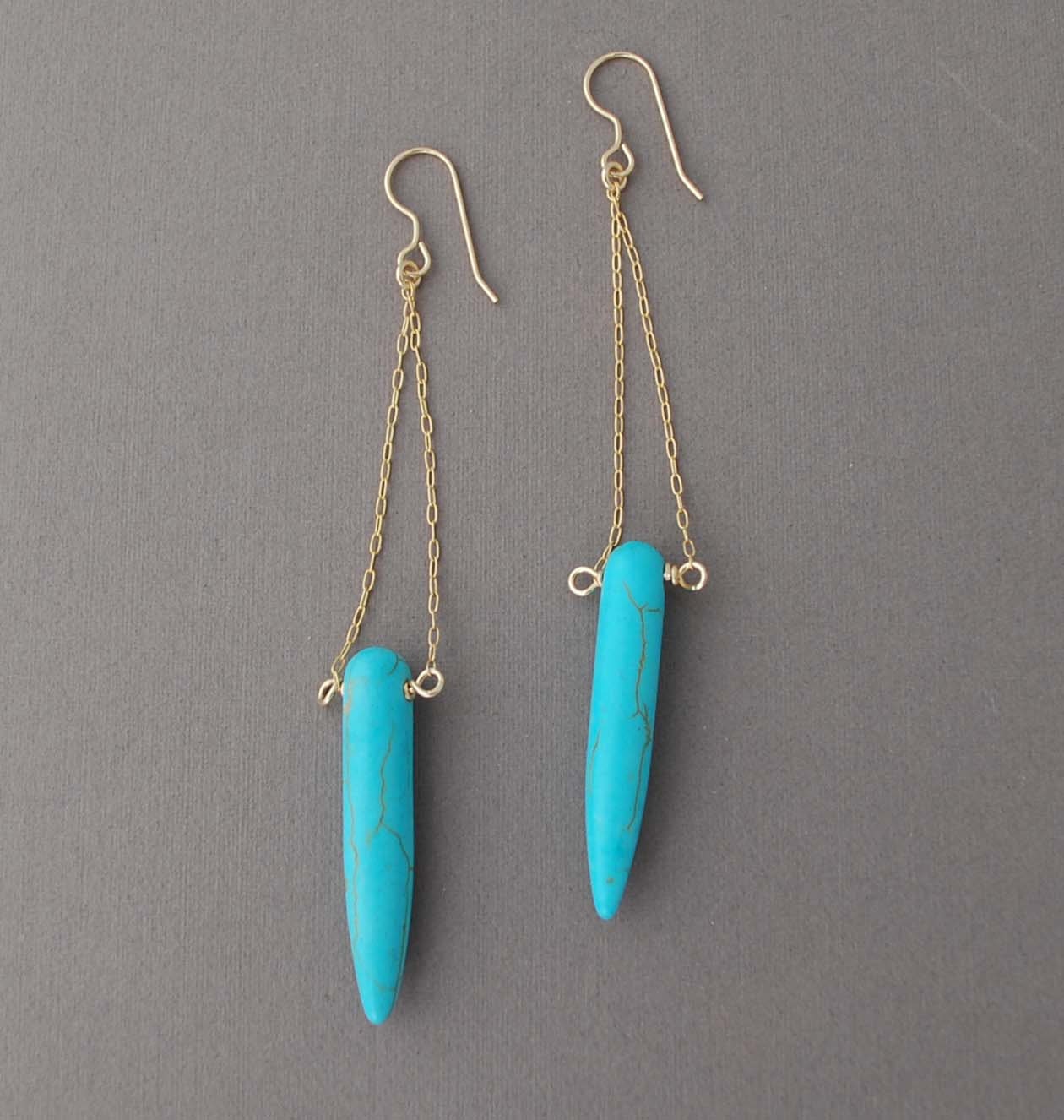 Turquoise Spike Earrings in Gold or Silver